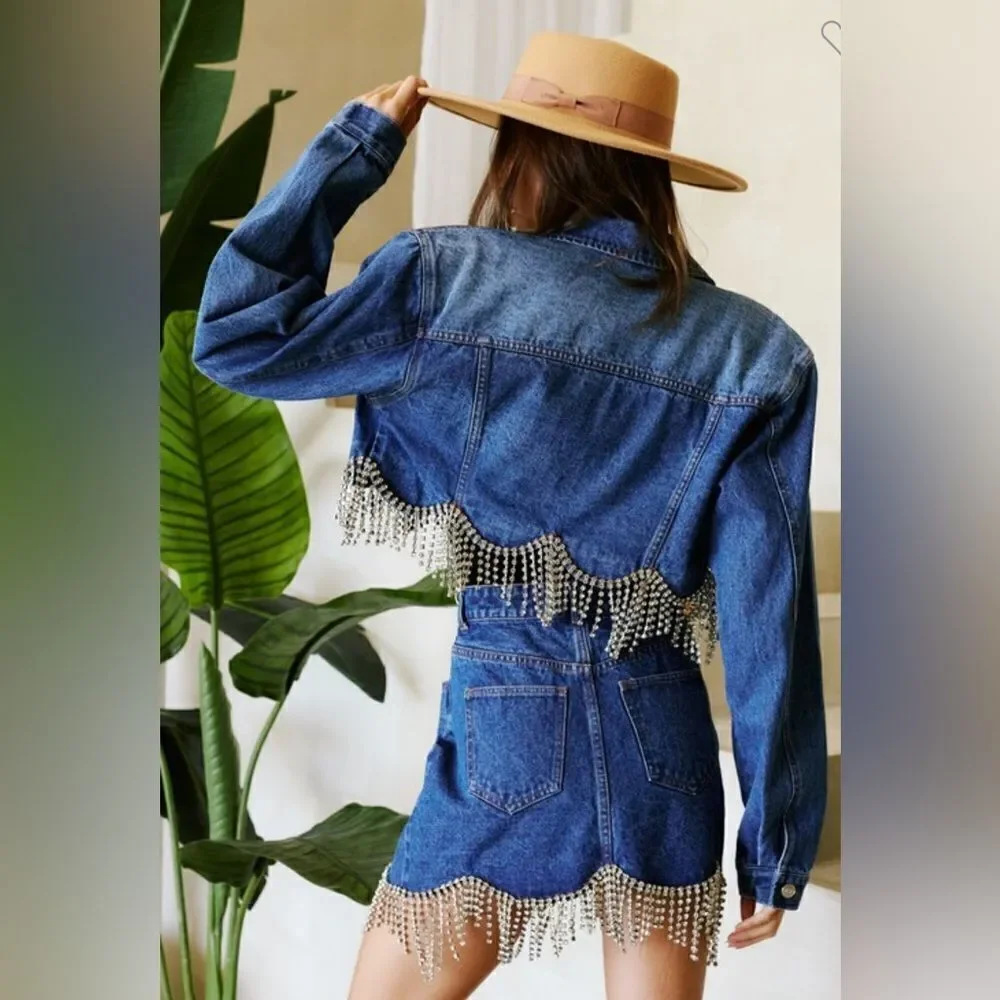 018. RHINESTONE SCALLOPED DENIM JACKET - Picture 9 of 9